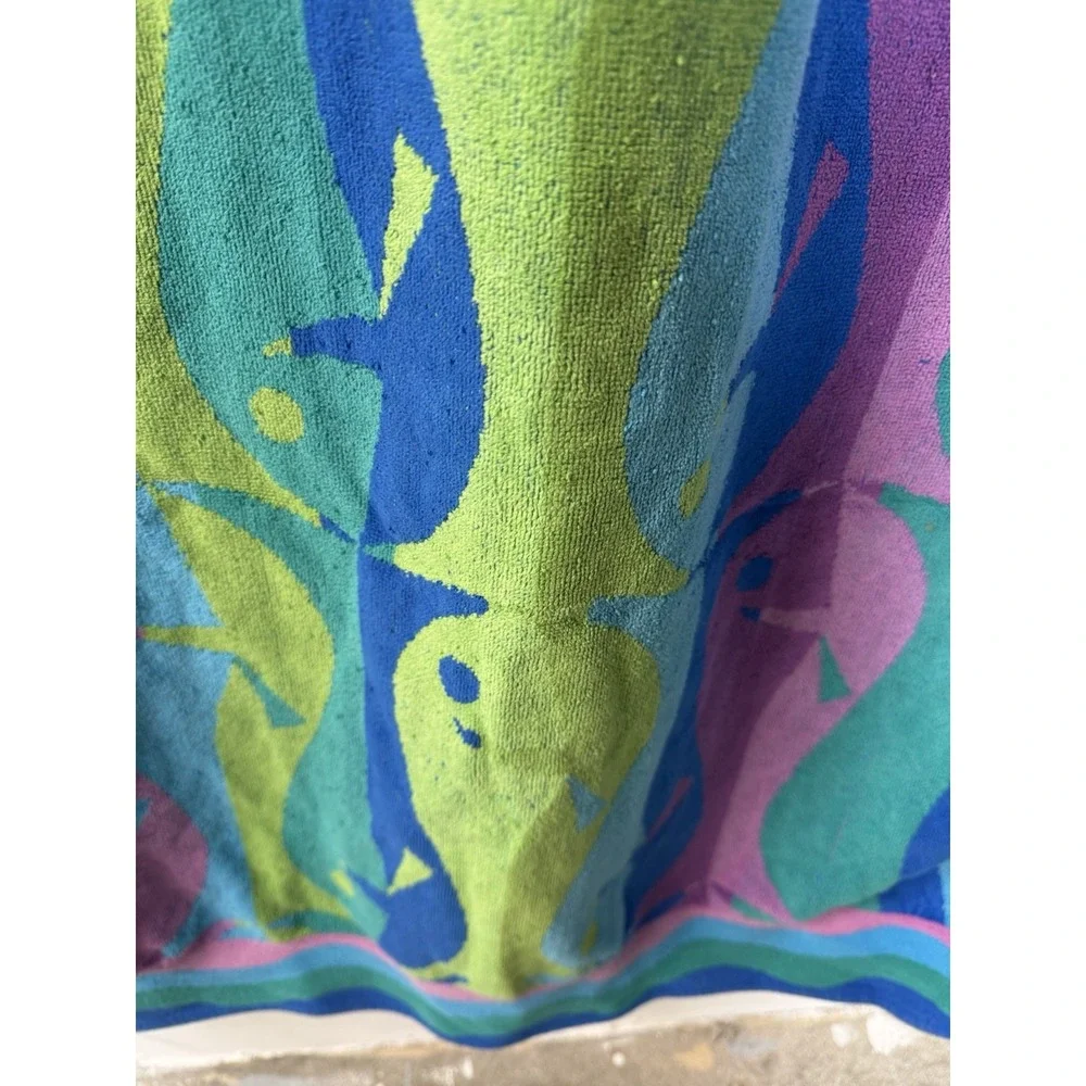 Vintage Royal Terry Retro Large Beach Towel Fish Multicolor 31x64 inches